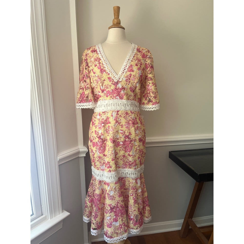 La Maison Talulah Vienna‎ Midi Dress Size Large Wallpaper Rose